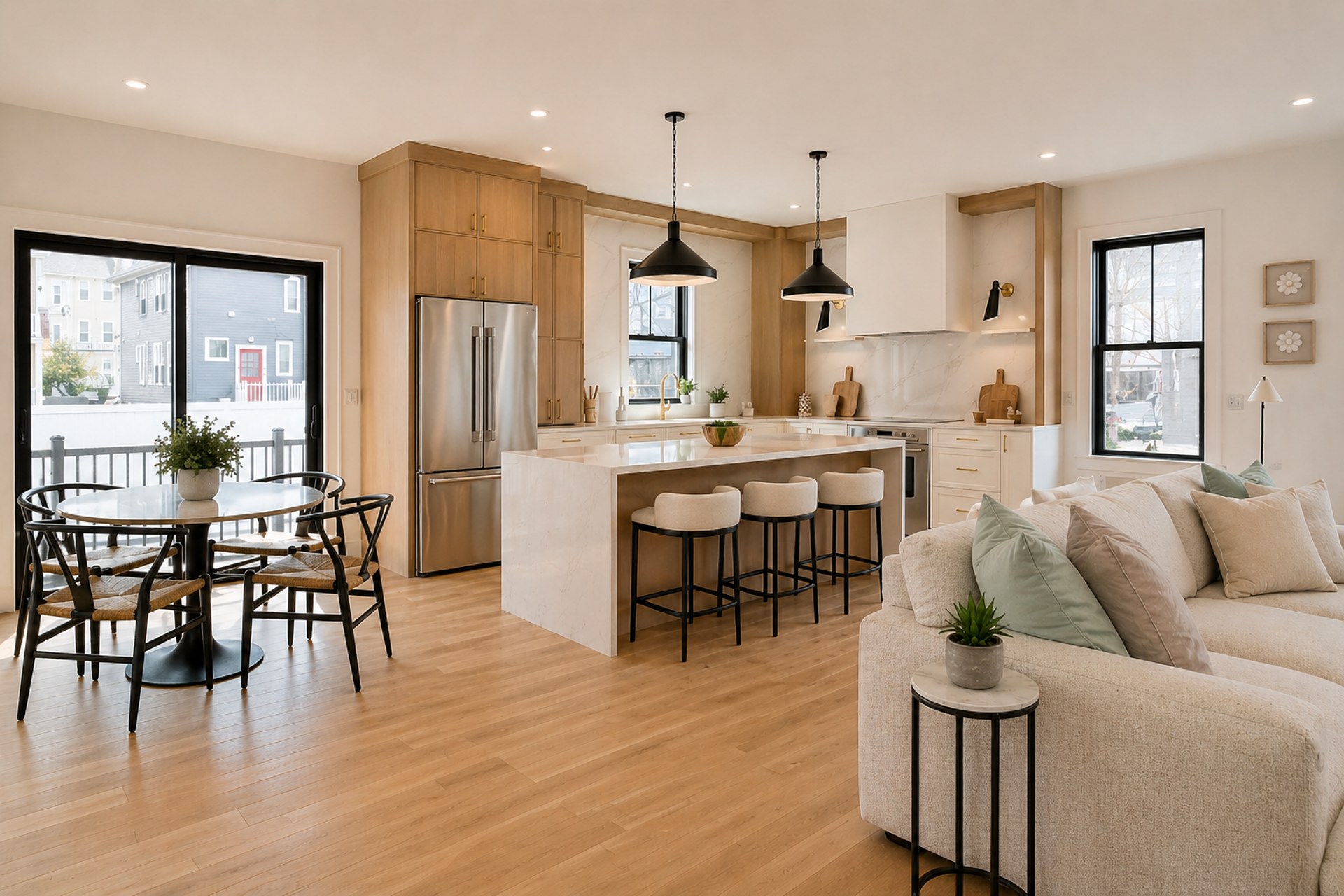 Waverly living — staged living room, 21 S Waverly St, Brighton